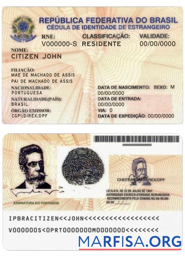 Realistic Brasil resident permit download for verification